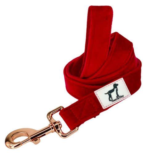Hanz and Oley-Velvet Leash Red Rose 1.2m